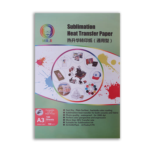 100 Sheets Quality A3 Dye Sublimation Paper Desktop Inkjet Printer Heat Transfer