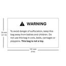 440 Stickers (2 Roll) Suffocation Warning Label - 101mm x 54mm (2.1” x 4”) Poly Bag Packing FBA