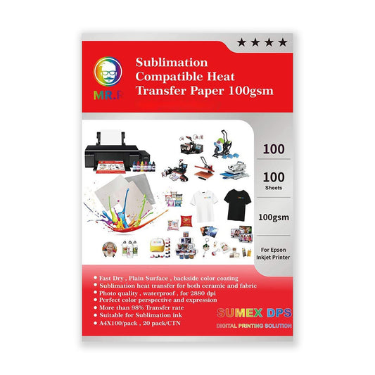 100 Sheets Quality A4 Dye Sublimation Paper Desktop Inkjet Printer Heat Transfer